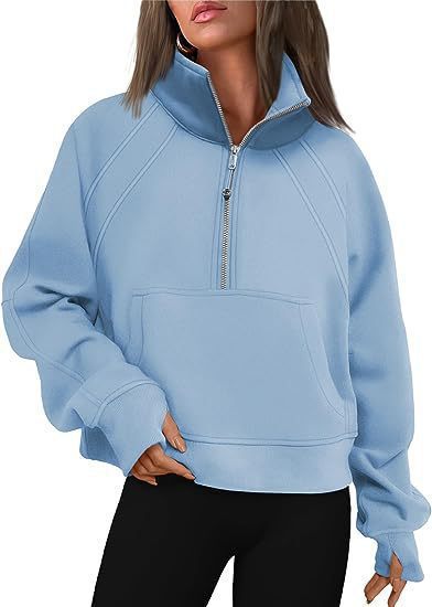 Pull-over douillet demi-zippé à capuche et poche kangourou Berg-Feldt pour femme