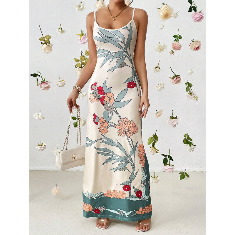 Maxikleid für Damen, ärmellos, mit Blumenmuster und Seitenschlitz von berg-feldt