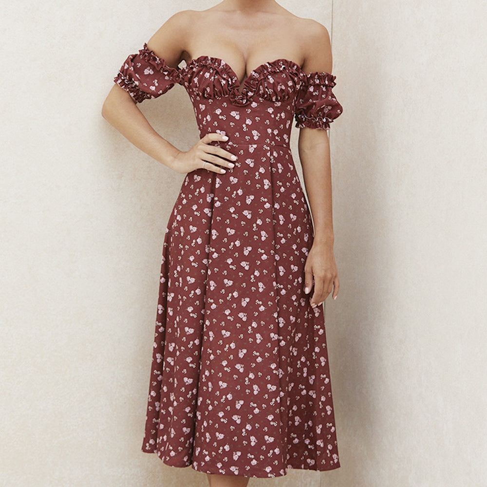 Mini-robe pour femme à épaules dénudées et bustier à volants berg-feldt