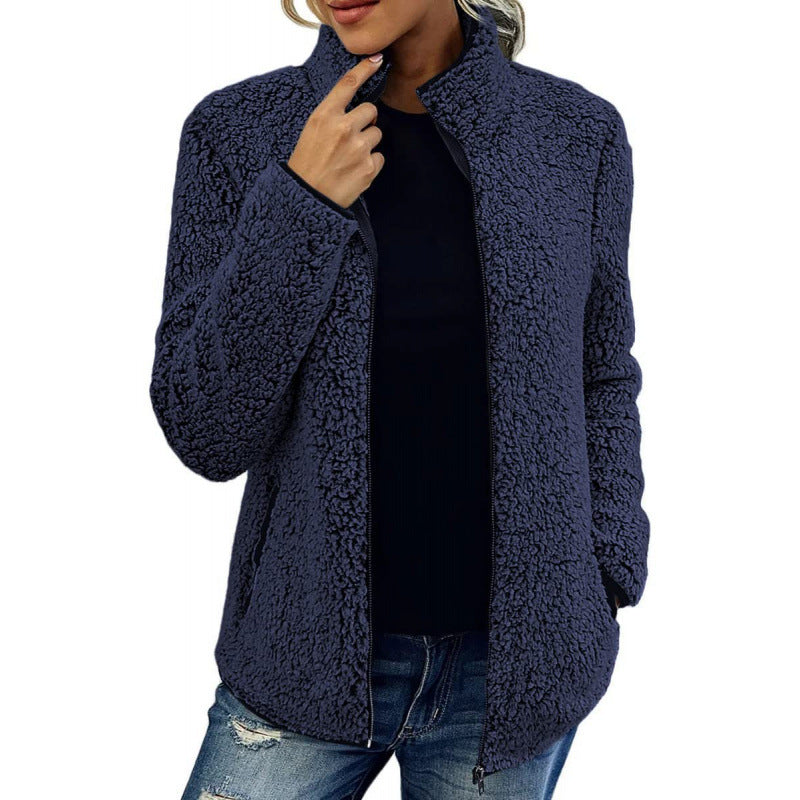 Veste polaire duveteuse à col montant et poches latérales pour femme Berg-Feldt