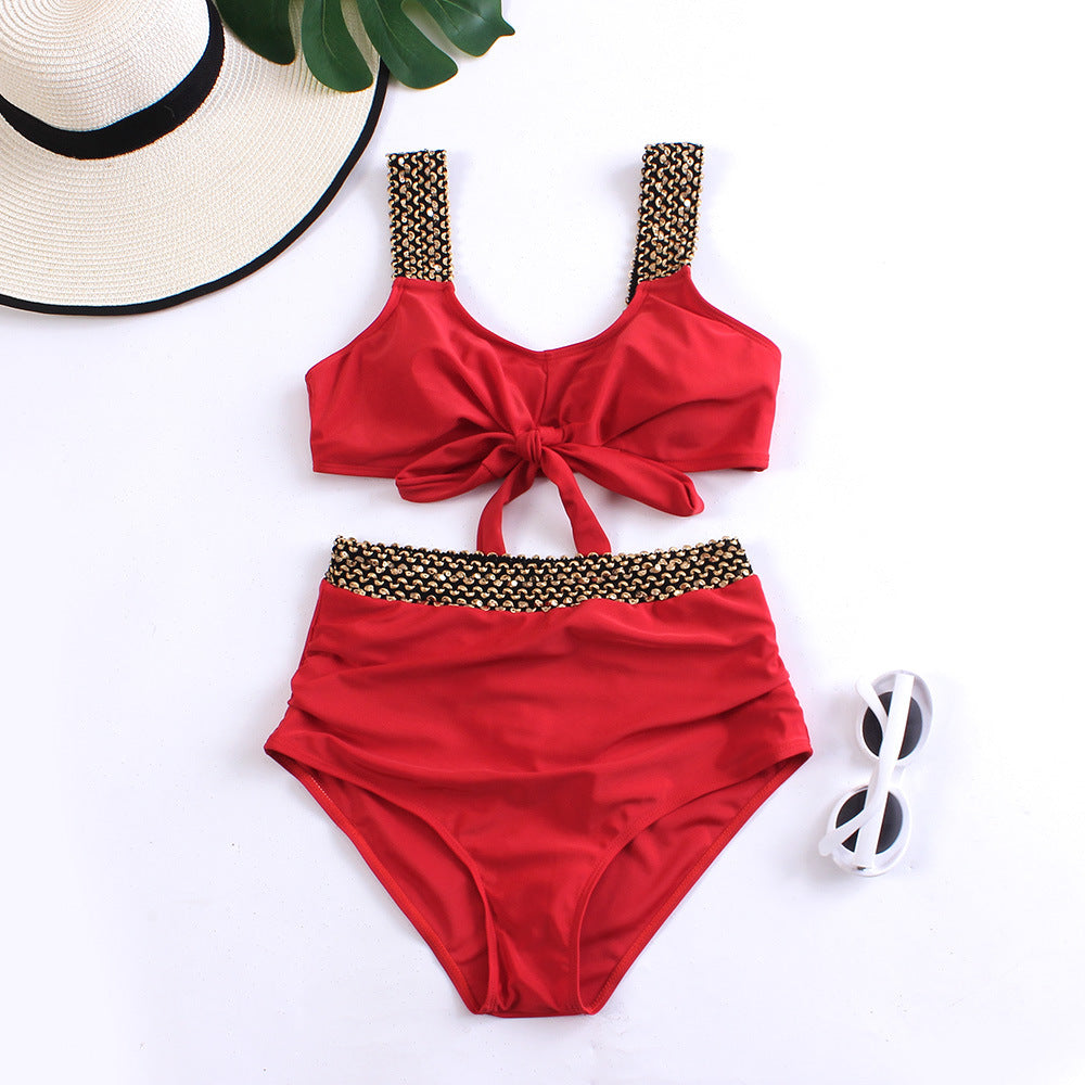 Glamourous high-cut bikini for women, with a playful knot and elegant details by berg-feldt