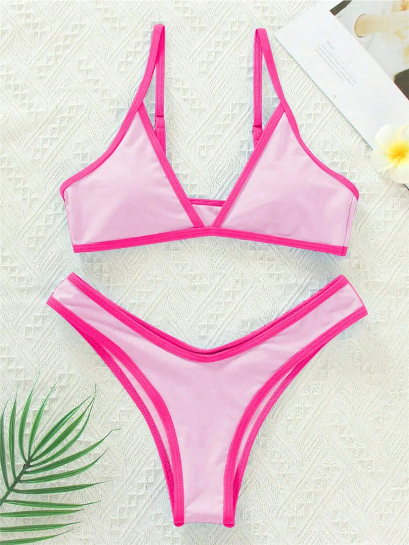 Berg-Feldt Ensemble Bikini Triangle pour Femme avec Détails Contrastés