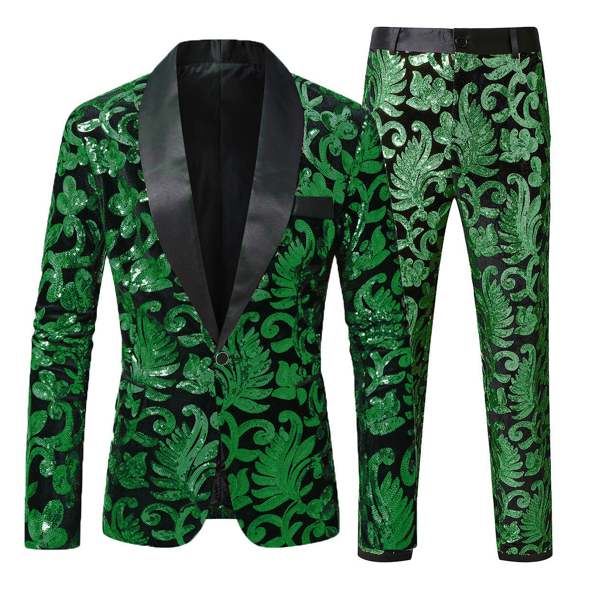 Herren glitzernder Smokinganzug mit floralen Paillettenmustern Berg-Feldt