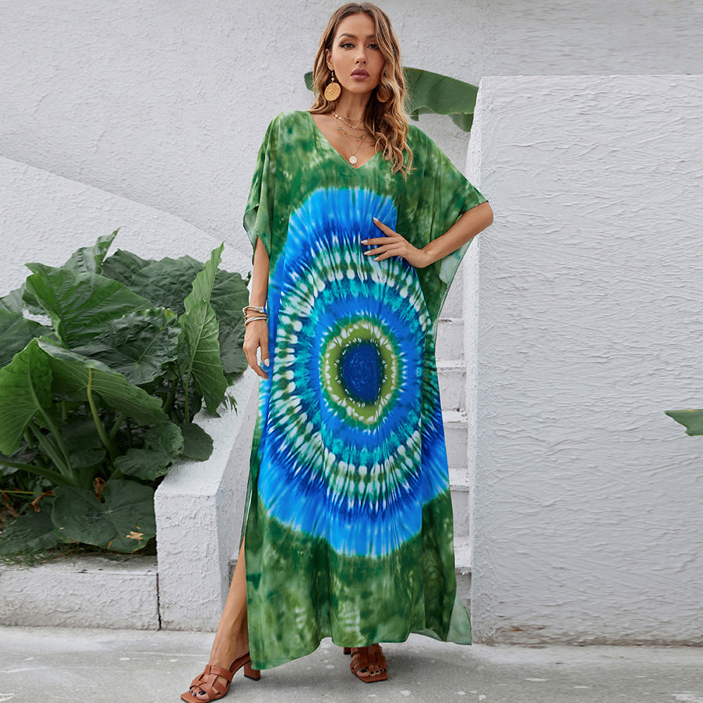 Kaftan bohème femme avec motif tie-dye coloré par berg-feldt
