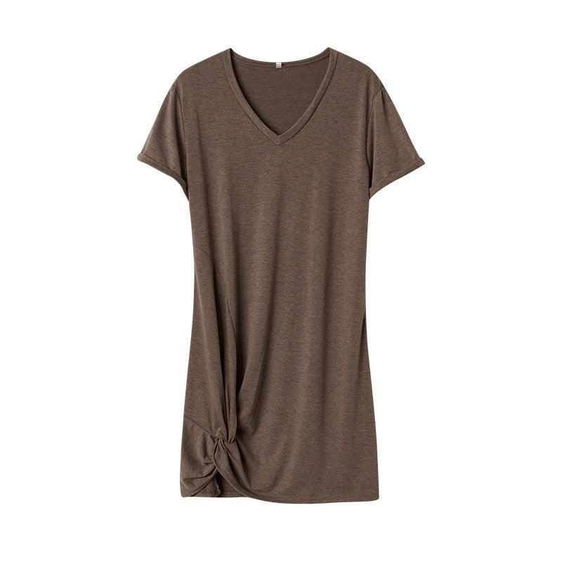 Berg-Feldt Robe Femme, décontractée, col en V, nouée devant