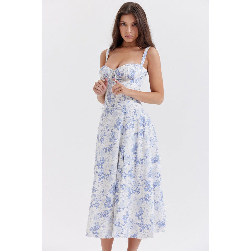 Berg-Feldt Robe longue pour femme avec fronces sur le corsage