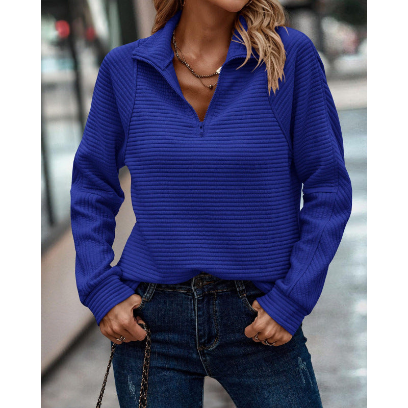 Pullover matelassé douillet pour femme avec col montant et demi-zip Berg-Feldt