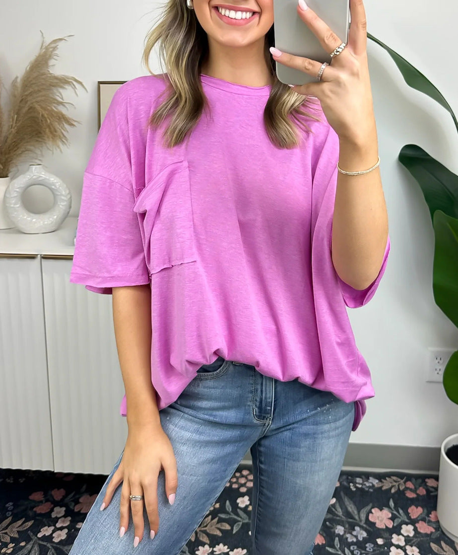 T-shirt femme Berg-feldt, coupe décontractée, avec poche