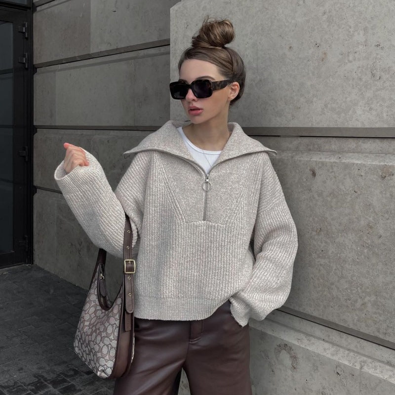 Berg-Feldt | Rippstrickpullover mit Reißverschluss Weich und Warm Lässig Schick