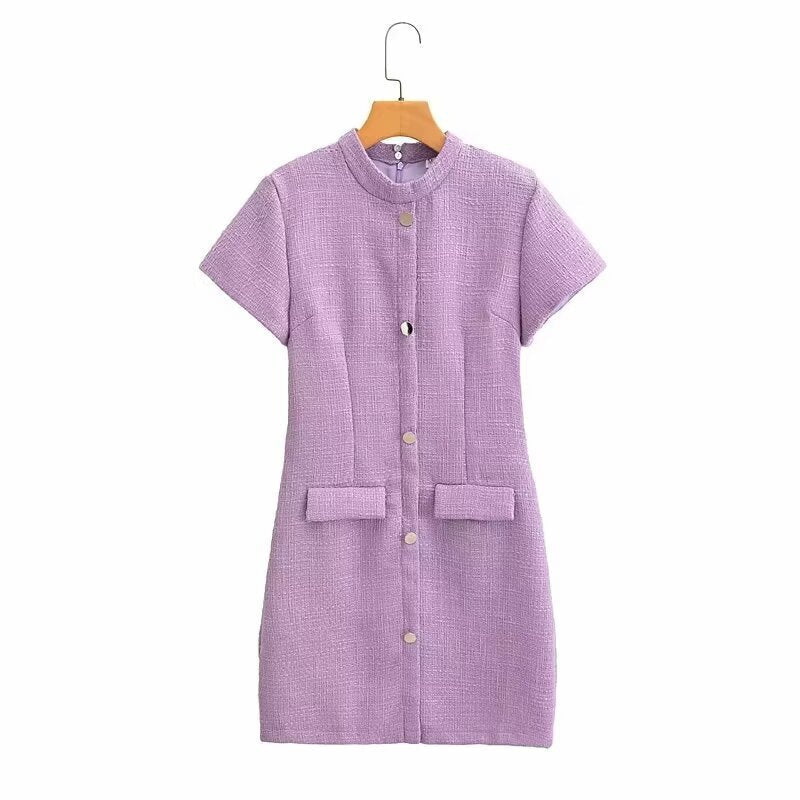 Strukturiertes Damen-Shiftkleid mit Knöpfen und Taschen von berg-feldt