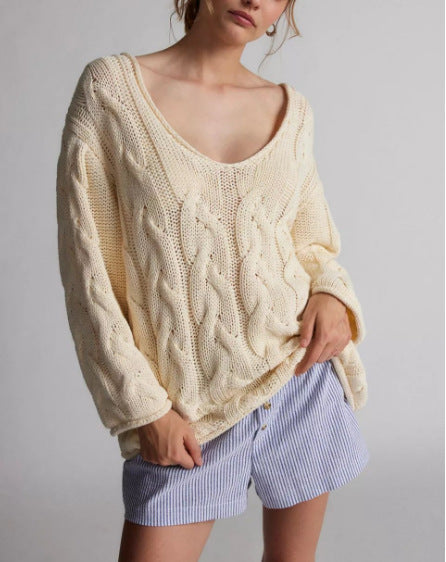 Berg-Feldt Pull en tricot torsadé grande taille pour femme
