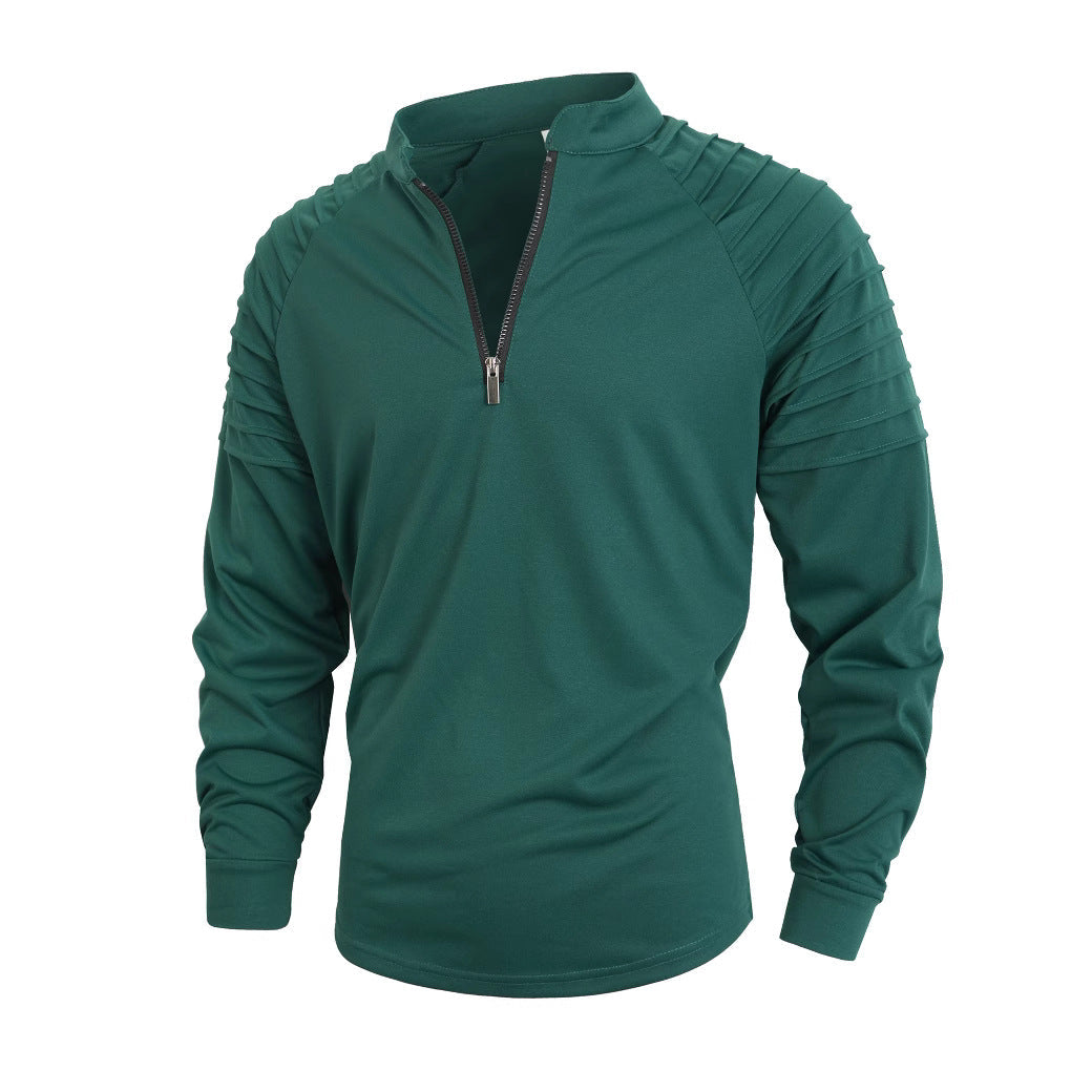 Herren Langarmshirt mit modernem Stehkragen und Reißverschluss Berg-Feldt