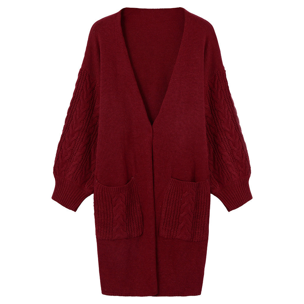 Cardigan en maille pour femme avec col en V profond et détails de tressage épais Berg-Feldt