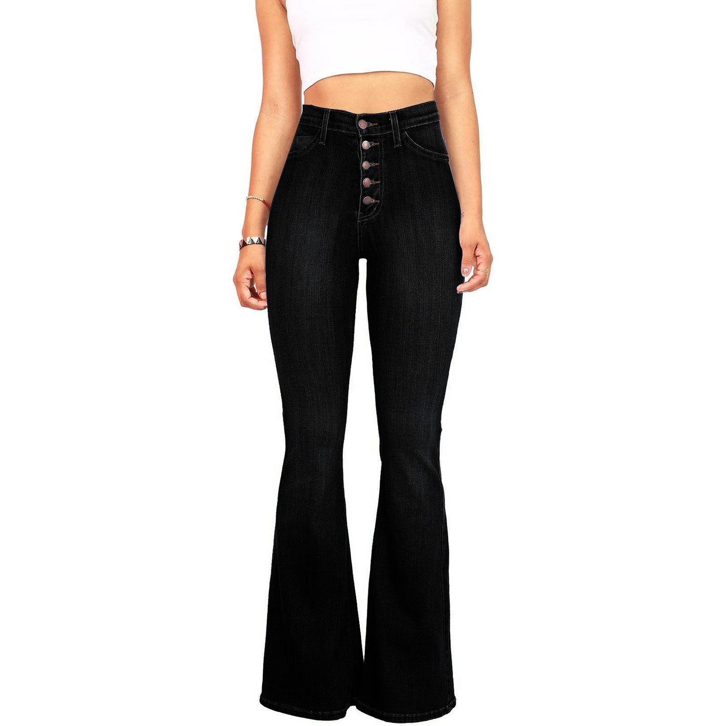 Jean flare taille haute avec braguette décorative Berg-Feldt