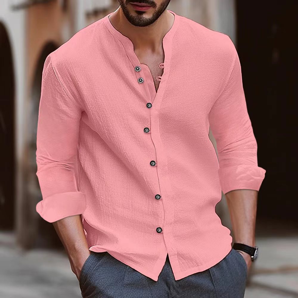 Chemise Henley à manches longues pour homme en coton léger avec détail boutonné tendance Berg-Feldt