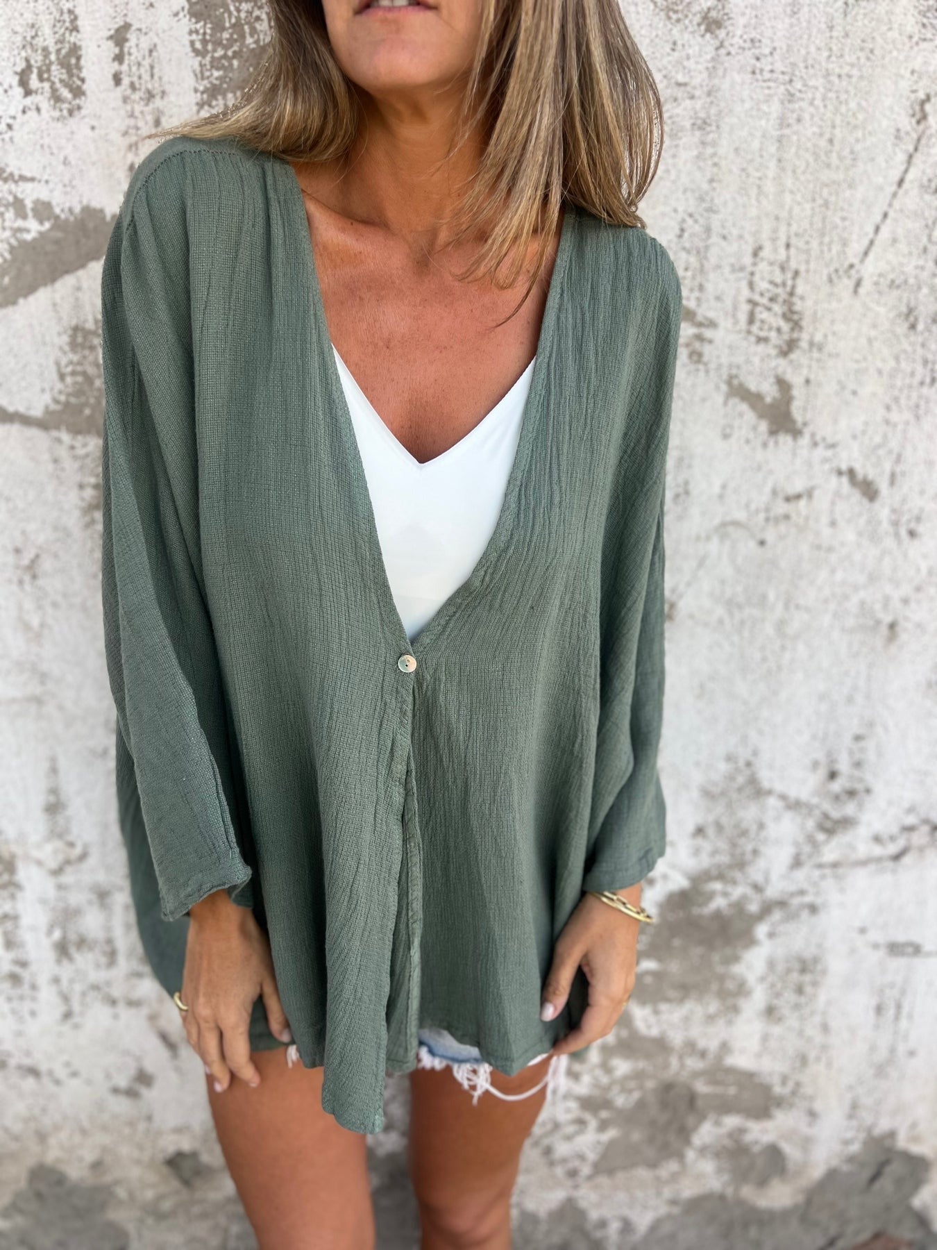 Veste légère en coton pour femmes, coupe décontractée avec patte de boutonnage et poches de berg-feldt