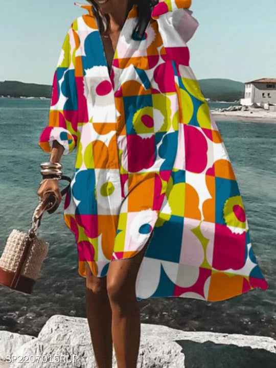 Robe chemise oversize Berg-Feldt pour femme à motif géométrique abstrait