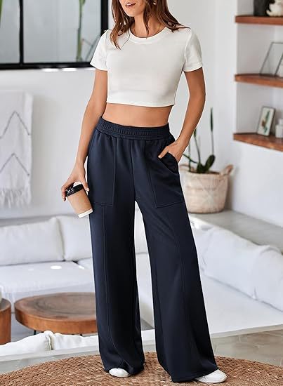 Damen Pantalon décontracté et élégant avec taille élastique et poches pratiques Berg-Feldt