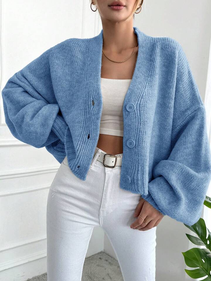 Damen Oversized Strickjacke mit Knopfdesign und weitem Schnitt Berg-Feldt