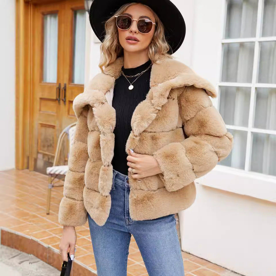 Damen Fleece-Puffjacke mit Kapuze Berg-Feldt