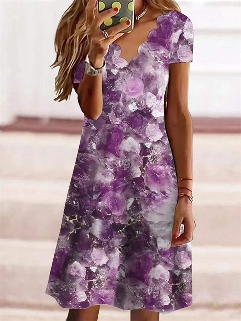 Robe trapèze femme Berg-Feldt, col festonné, motif floral