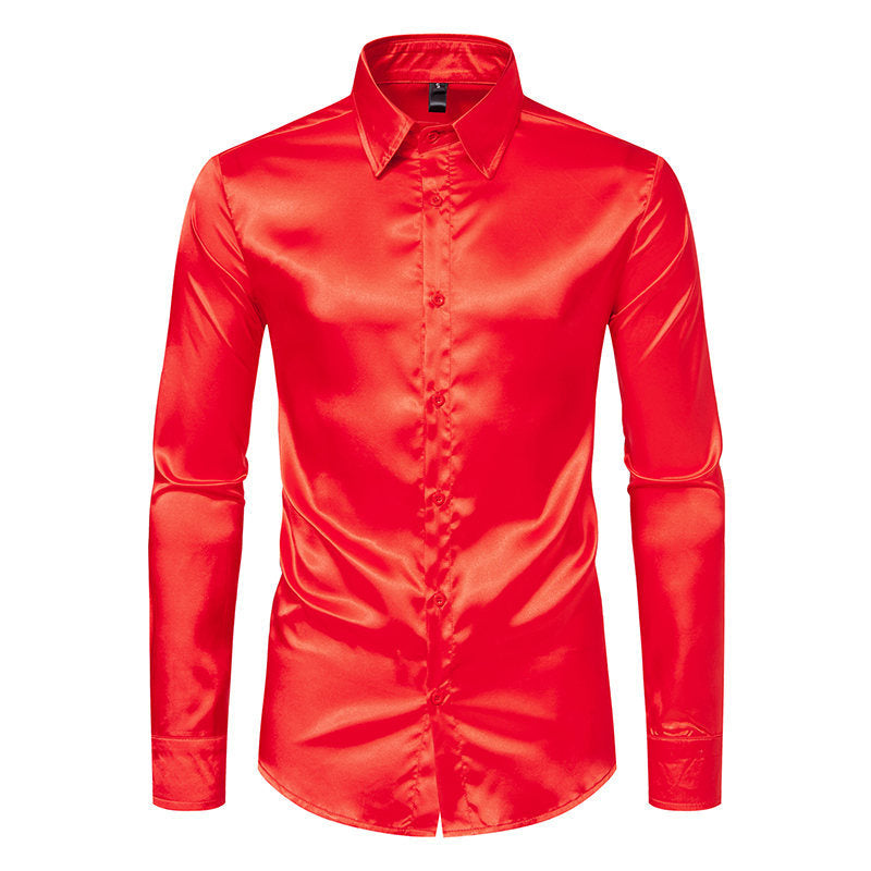 Chemise en satin élégante pour homme, finition chatoyante et col classique Berg-Feldt