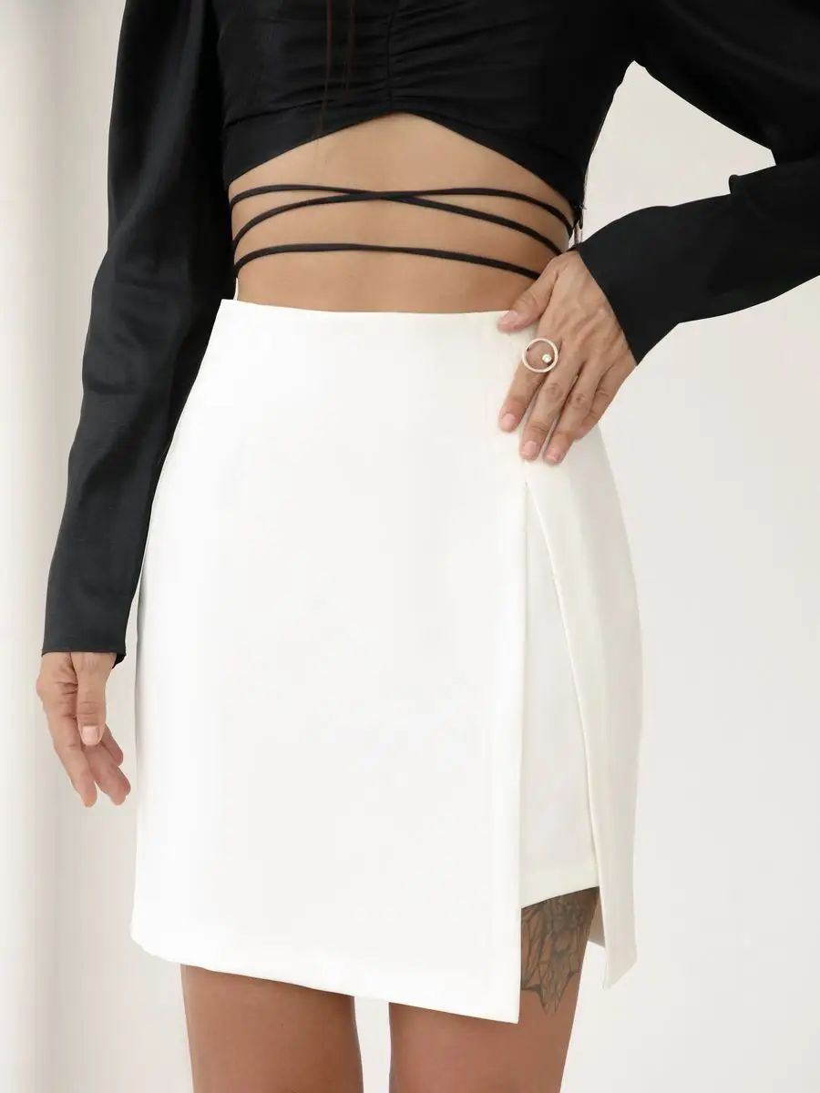 Mini-jupe fendue taille haute pour femme par berg-feldt