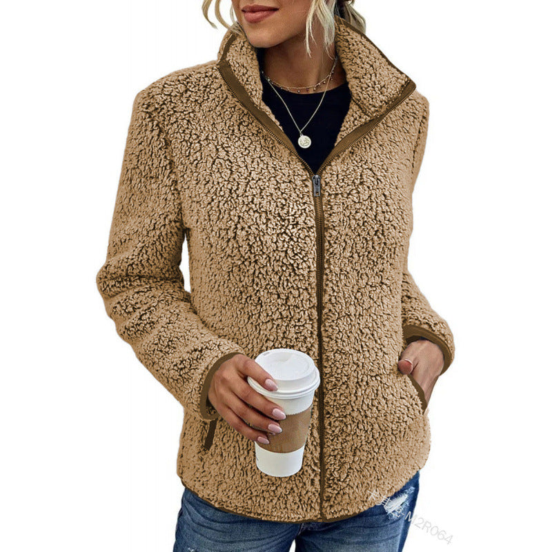 Veste polaire duveteuse à col montant et poches latérales pour femme Berg-Feldt
