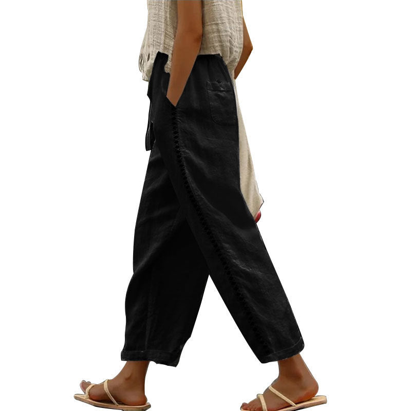 Damen pantalon décontracté en lin avec coutures latérales Berg-Feldt