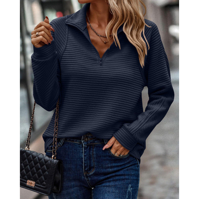 Pullover matelassé douillet pour femme avec col montant et demi-zip Berg-Feldt