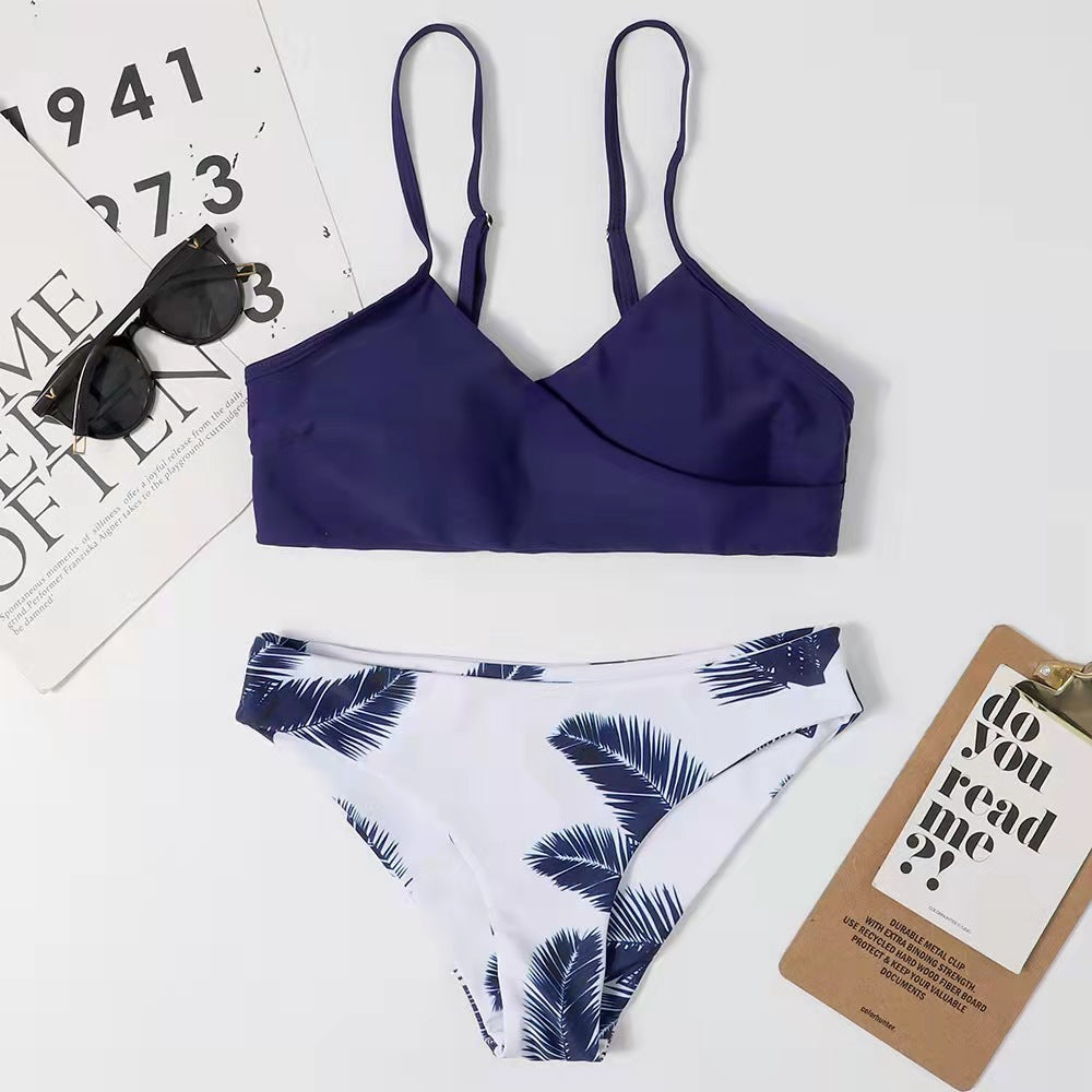 Ensemble de bikini pour femme de berg-feldt, avec doubles bretelles spaghetti et imprimé palmier tendance