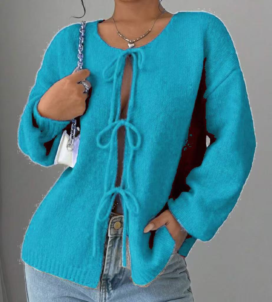 Damen Oversized Strickpullover mit dekorativem Schnürdetail Berg-Feldt