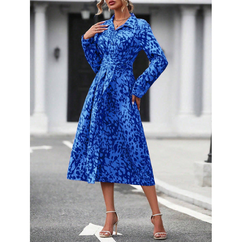 Robe mi-longue à imprimé animal et ceinture berg-feldt pour femme