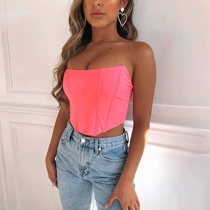 Fudus: Ausgeschnittenes, einseitig geschultertes Cropped Top mit Rückenausschnitt
