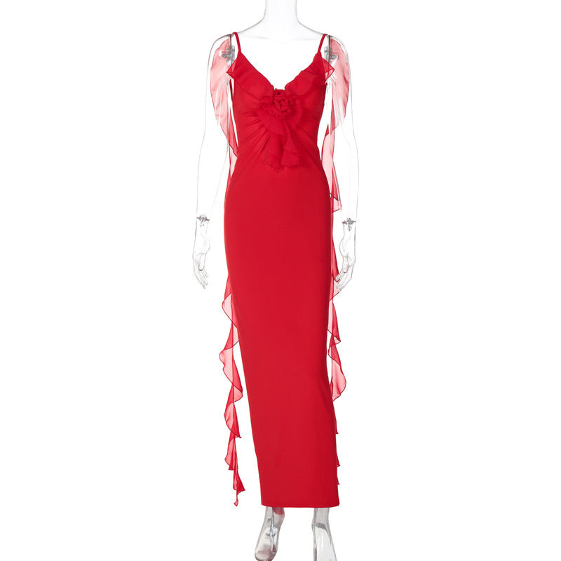 Berg-Feldt Robe fourreau pour femme avec volants transparents