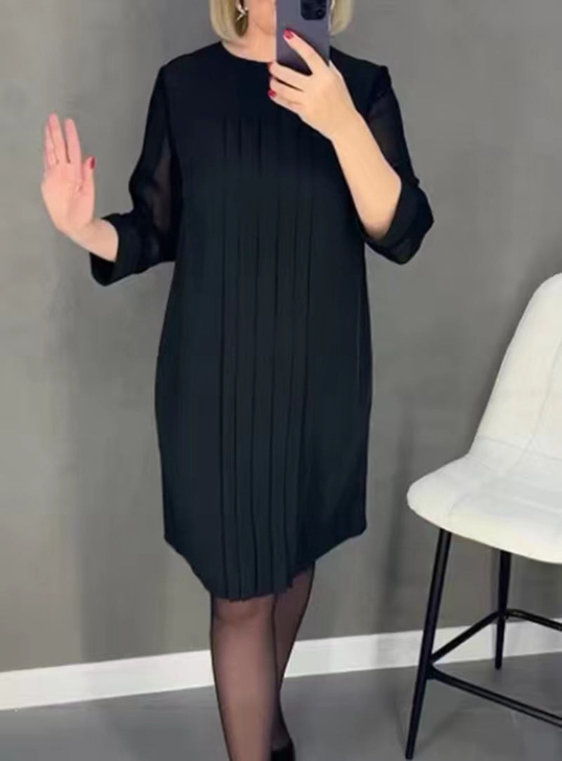 Elegant evening dress for women with pleats, transparent sleeves and a refined cut by berg-feldt