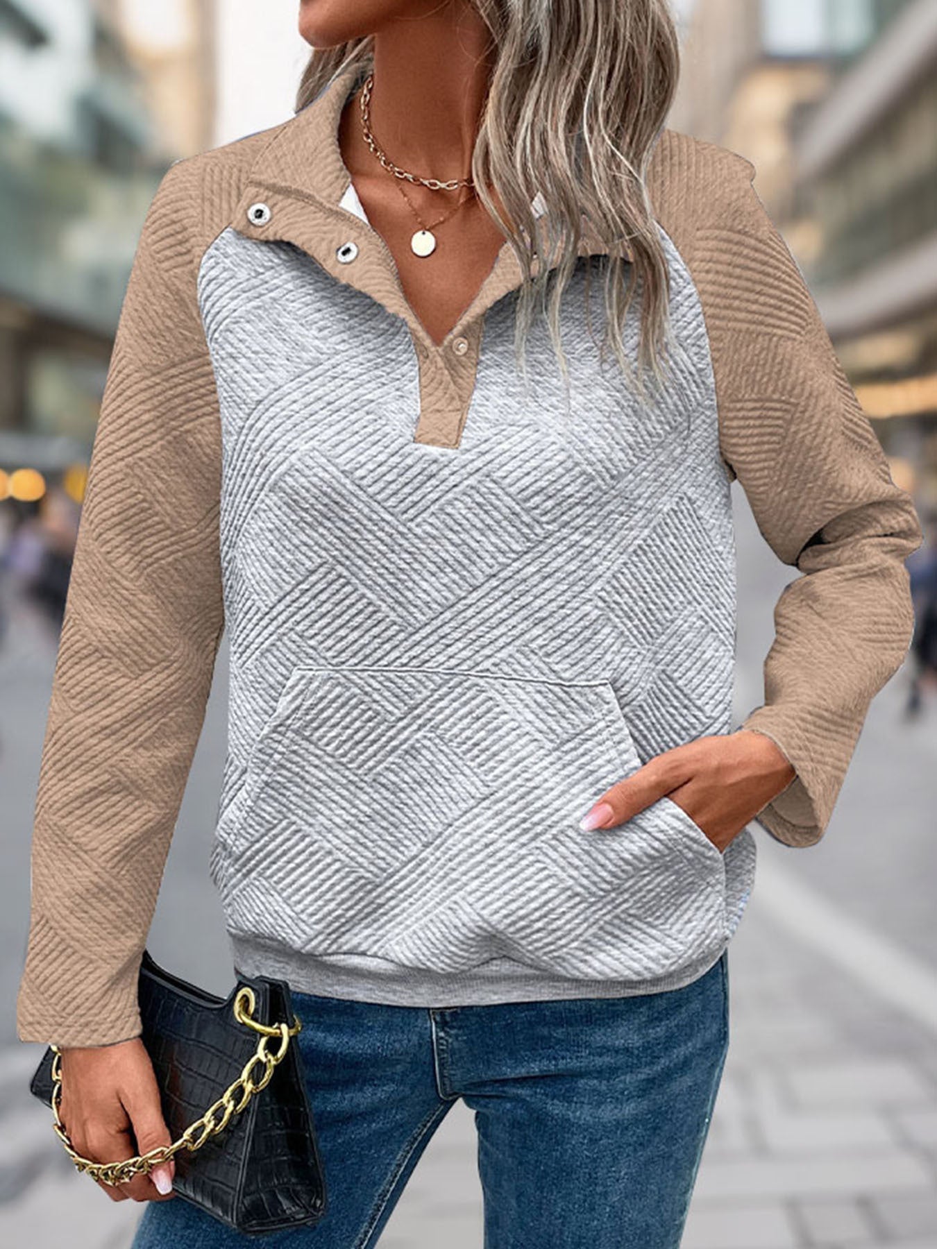 Pull-over mode col montant femme à surface structurée Berg-Feldt