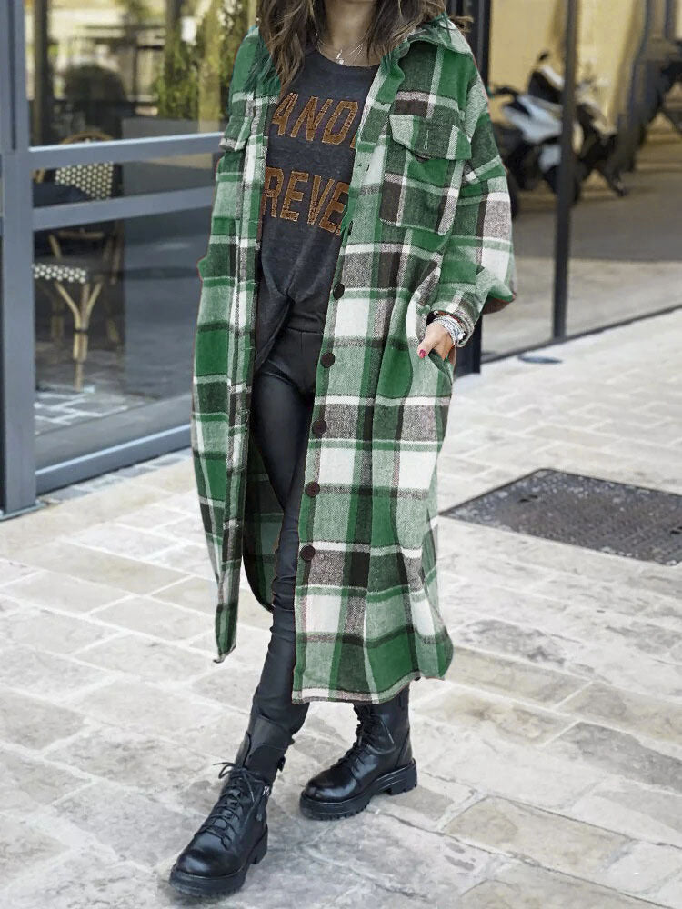 Manteau long à carreaux pour femme avec poches pratiques Berg-Feldt