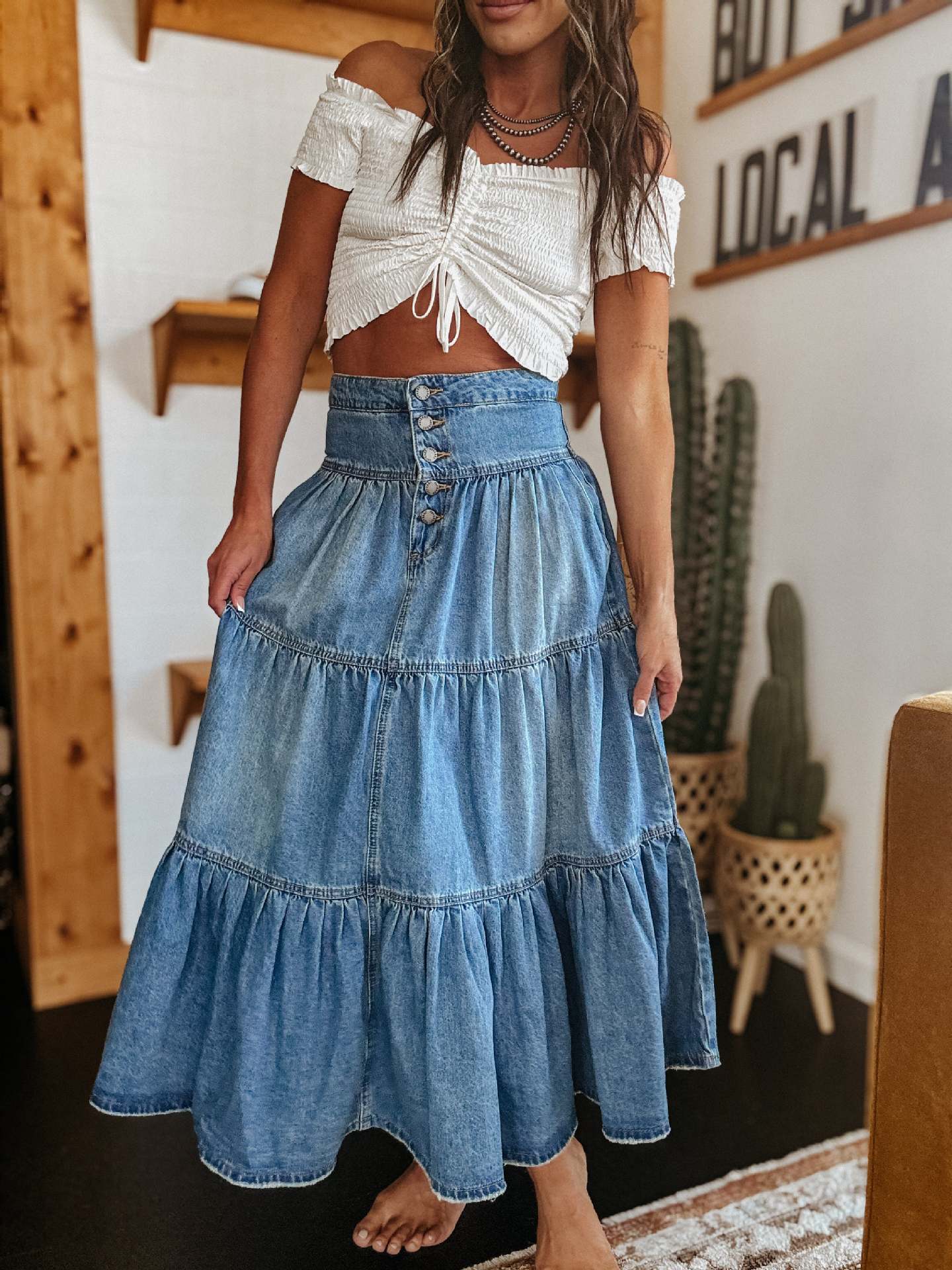 Robe longue bohème boutonnée berg-feldt