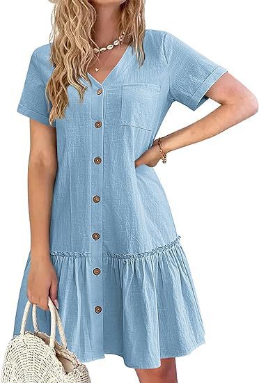 Kurzes Damen-Hemdblusenkleid mit Knöpfen und Rüschen von berg-feldt