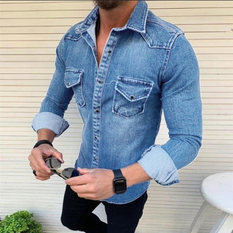 Chemise en jean pour homme à coupe moderne avec poches poitrine pratiques Berg-Feldt