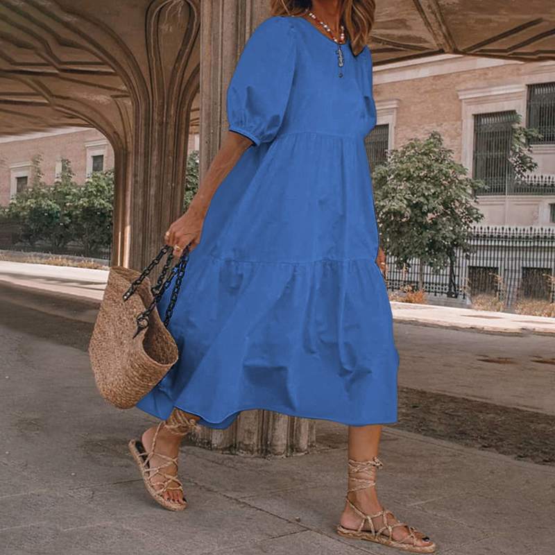 Robe longue pour femme : fluide, cintrée, à volants de berg-feldt