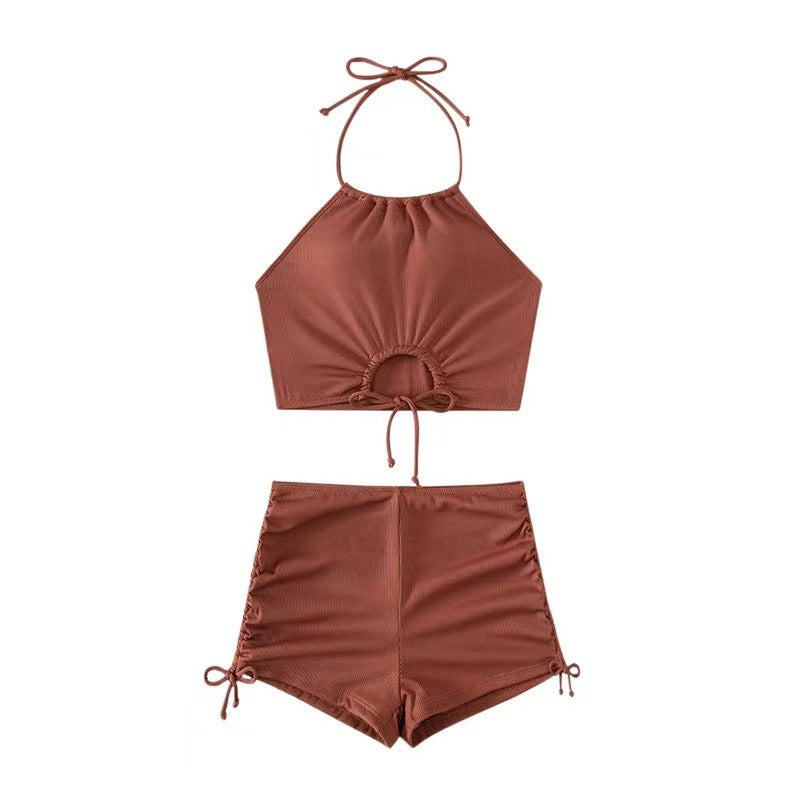 Ensemble maillot de bain côtelé Berg-Feldt pour femme à col haut
