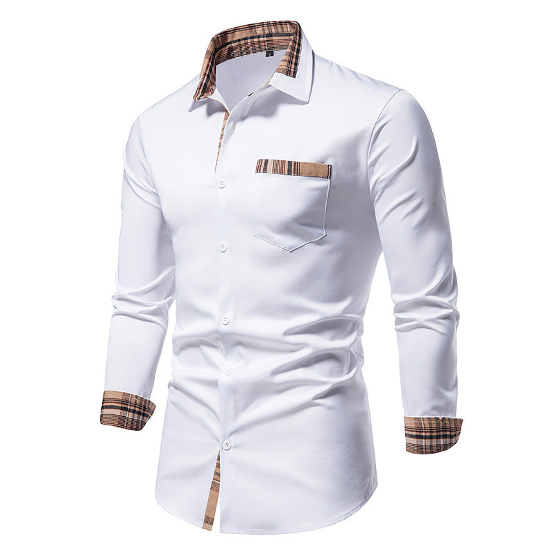 Chemise à manches longues pour homme, motif carreaux, col moderne et poche poitrine Berg-Feldt