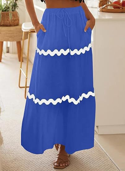 Robe mi-longue pour femme Berg-Feldt avec taille élastique et volants