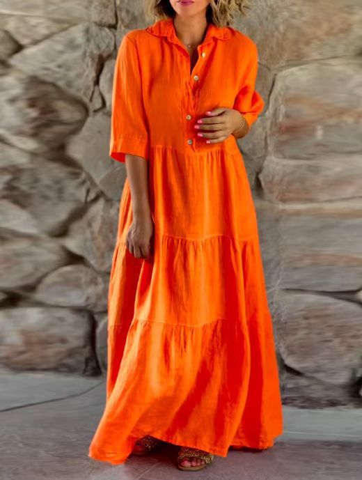 Robe longue femme boutonnée à coupe décontractée berg-feldt