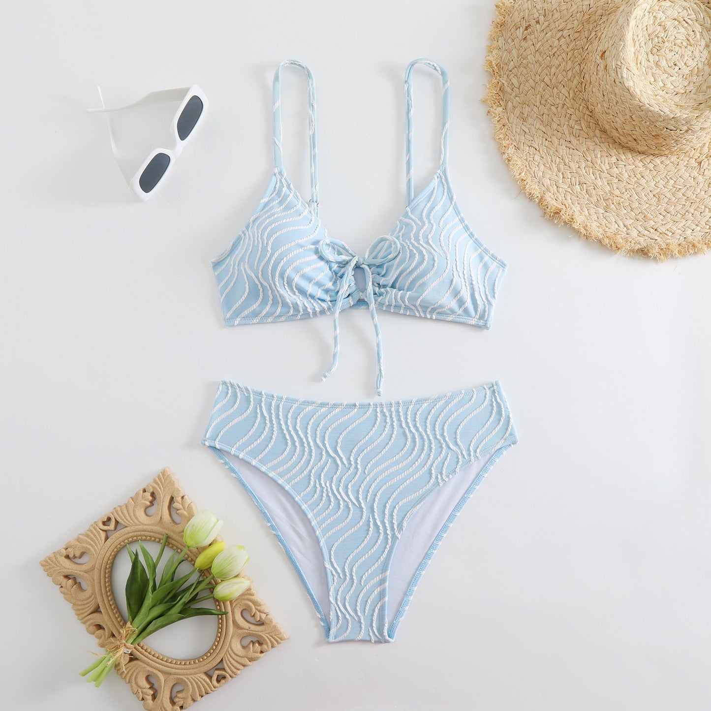 Bas de bikini triangle pour femme avec motif ondulé fantaisie et bretelles réglables berg-feldt