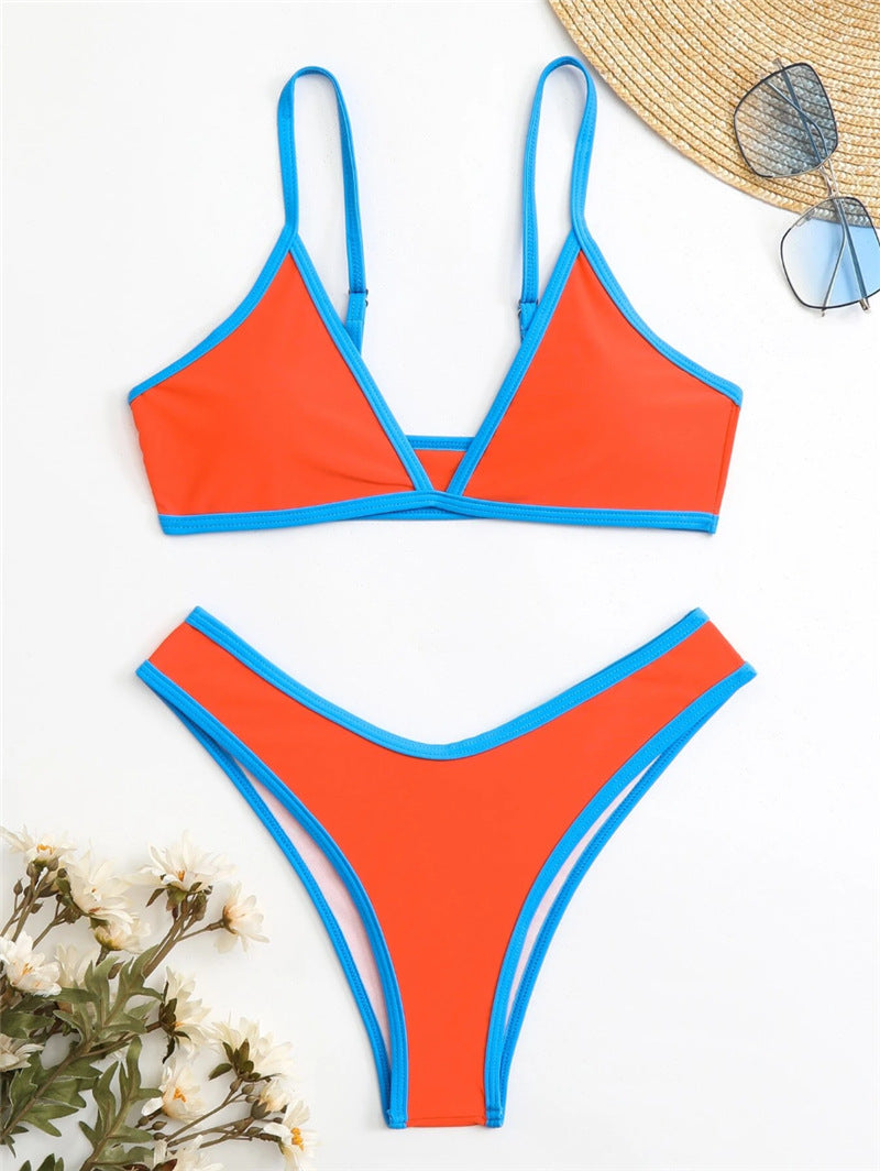 Berg-Feldt Ensemble Bikini Triangle pour Femme avec Détails Contrastés