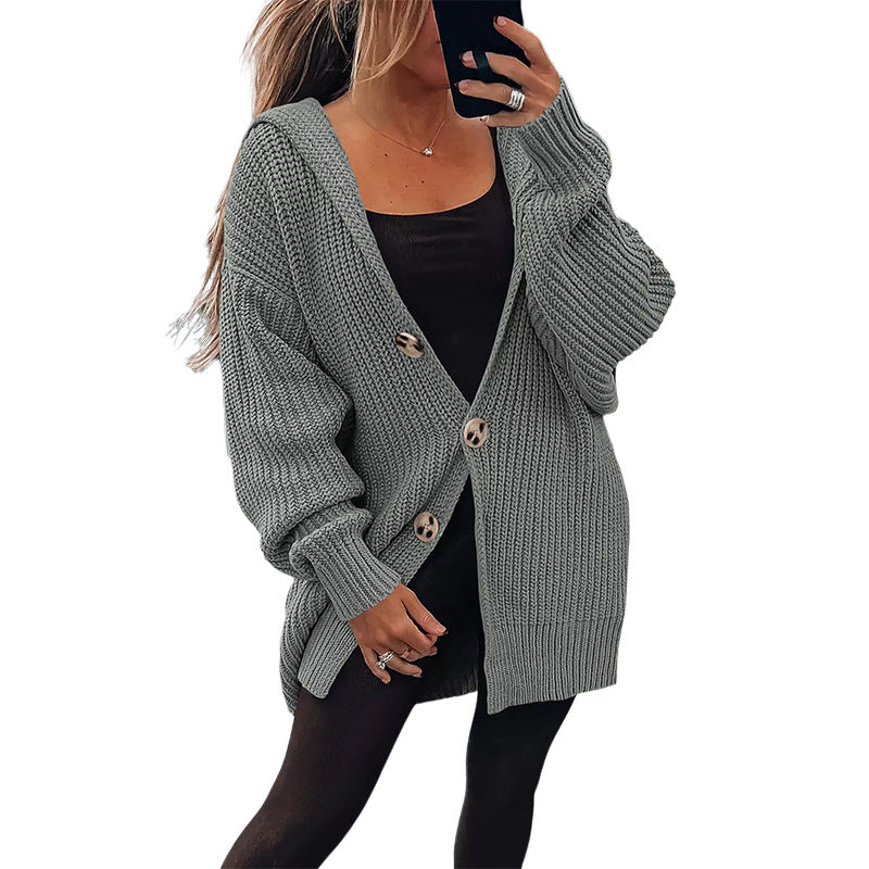 Cardigan oversize en grosse maille pour femme avec élégants boutons en bois Berg-Feldt