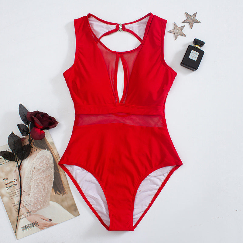 Maillot de bain Berg-Feldt pour femme, échancrure haute, dos ouvert